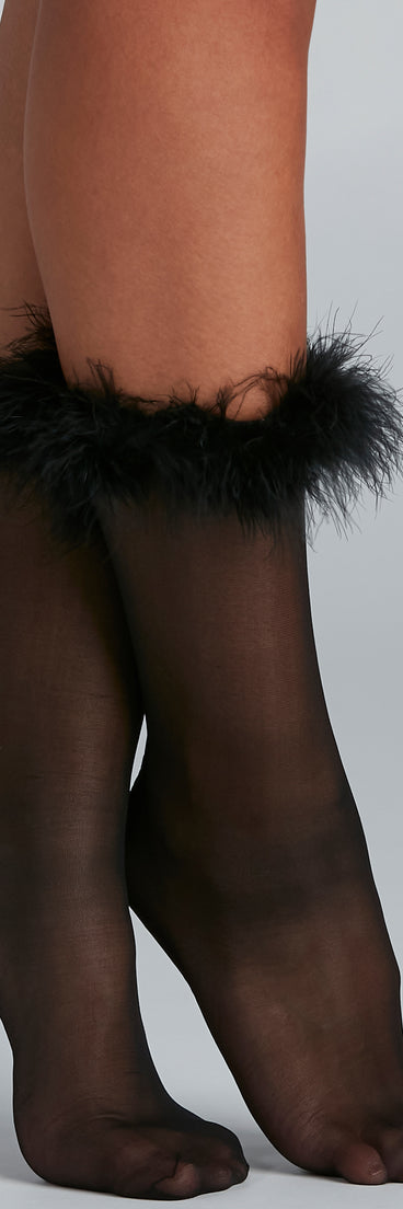 Total Glam Girl Marabou Trim Stockings