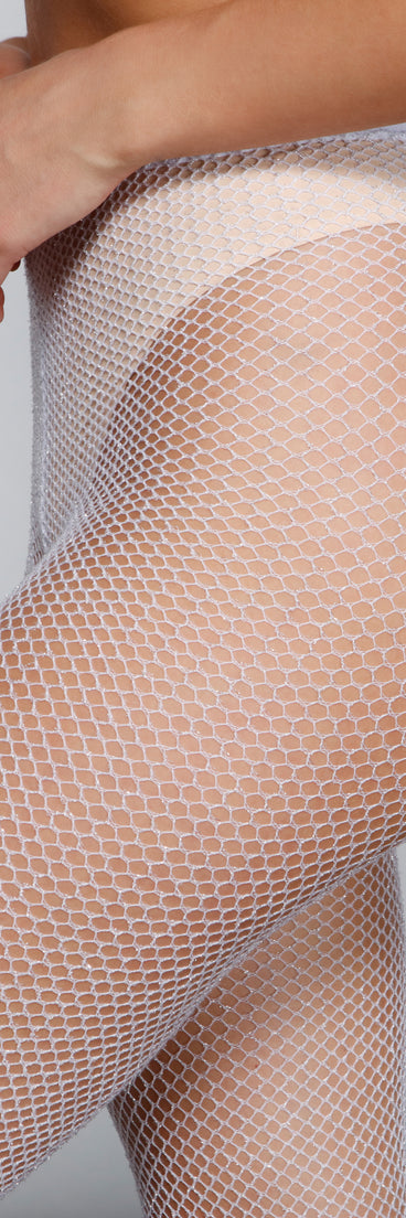 Glitzy Glitter Fishnet Tights is a trendy pick to create 2023 festival outfits, festival dresses, outfits for concerts or raves, and complete your best party outfits!