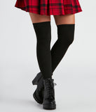 Over The Knee Knit Socks in black perfect for a schoolgirl costume or your DIY Halloween costume ideas