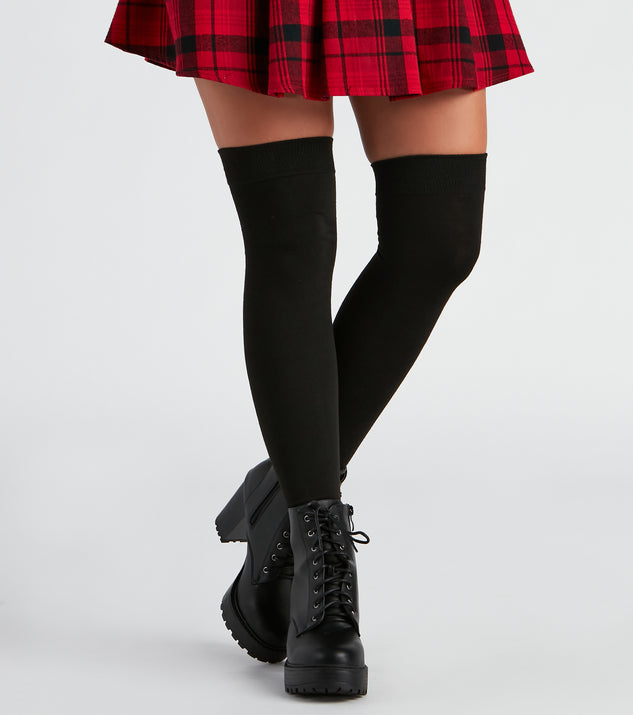 Over The Knee Knit Socks in black perfect for a schoolgirl costume or your DIY Halloween costume ideas