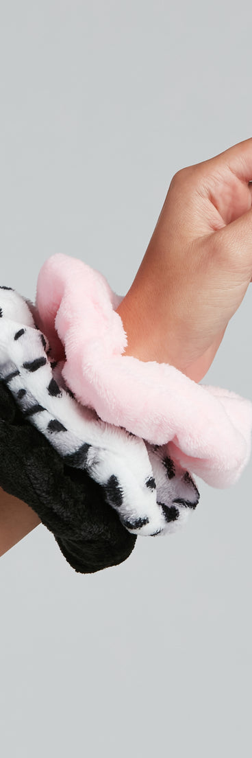 Fuzzy Three-Pack Micro Fiber Scrunchies