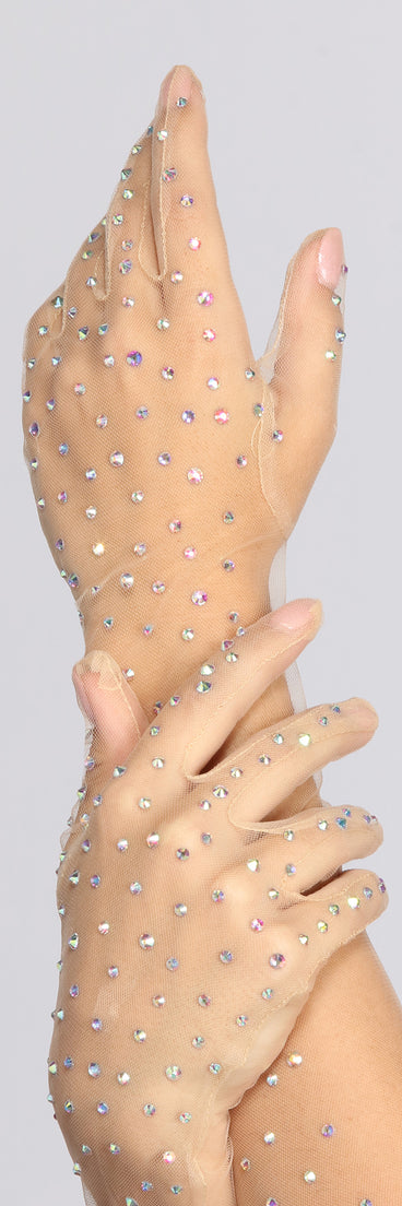Rhinestone Mesh Gloves for 2022 festival outfits, festival dress, outfits for raves, concert outfits, and/or club outfits