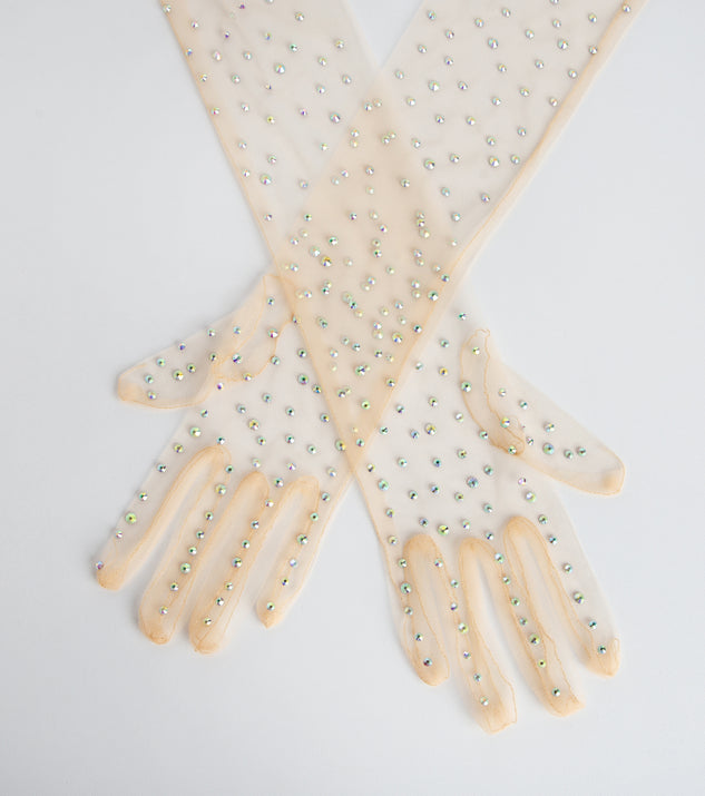 Rhinestone Mesh Gloves