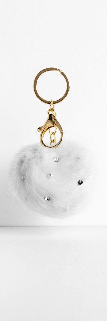 Rhinestone Pom Pom Key Chain