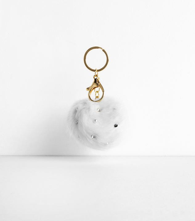 Rhinestone Pom Pom Key Chain