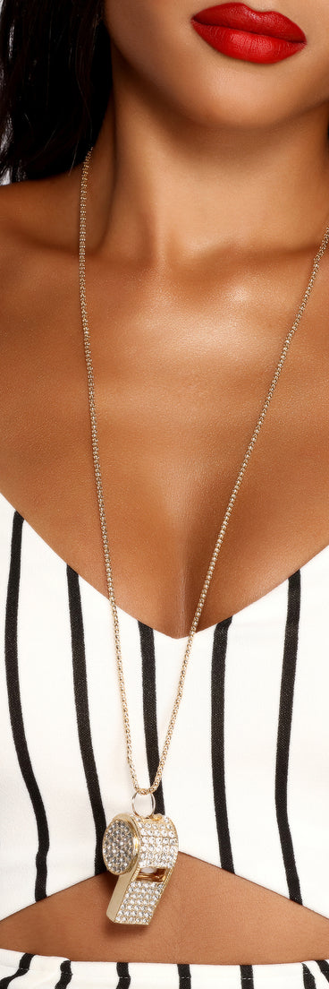 Rhinestone Gold Whistle