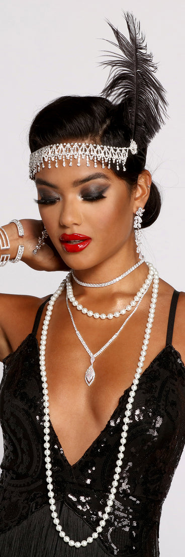 pearl necklace black dress Jada Formal Draped Pearl Dress main image 1
