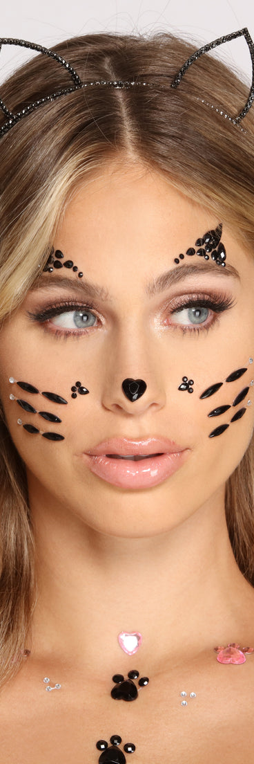 Halloween Black Rhinestone Cat Ears