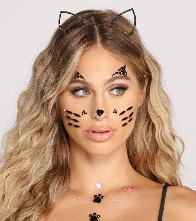 Halloween Black Rhinestone Cat Ears