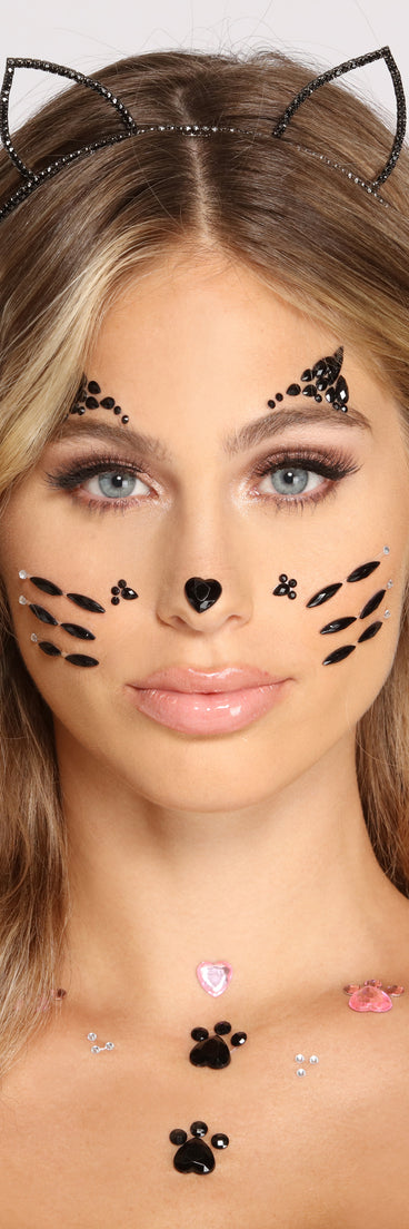 Sassy And Spooky Halloween Costume Cat Face Gems