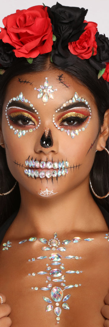 Night of the Skeleton Adhesive Body and Face Iridescent Gems