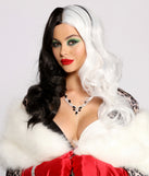 Villainous Diva Black And White Long Wig for Evil Dog Catcher Costume