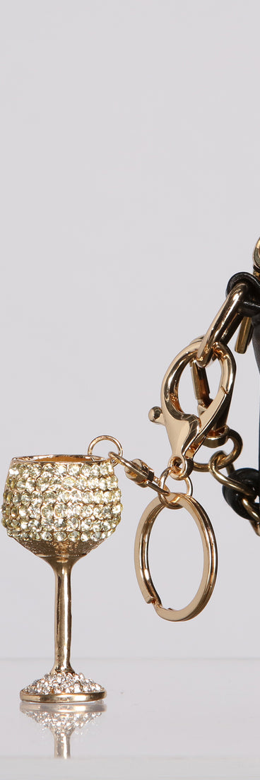 Pour It Up Rhinestone Keychain