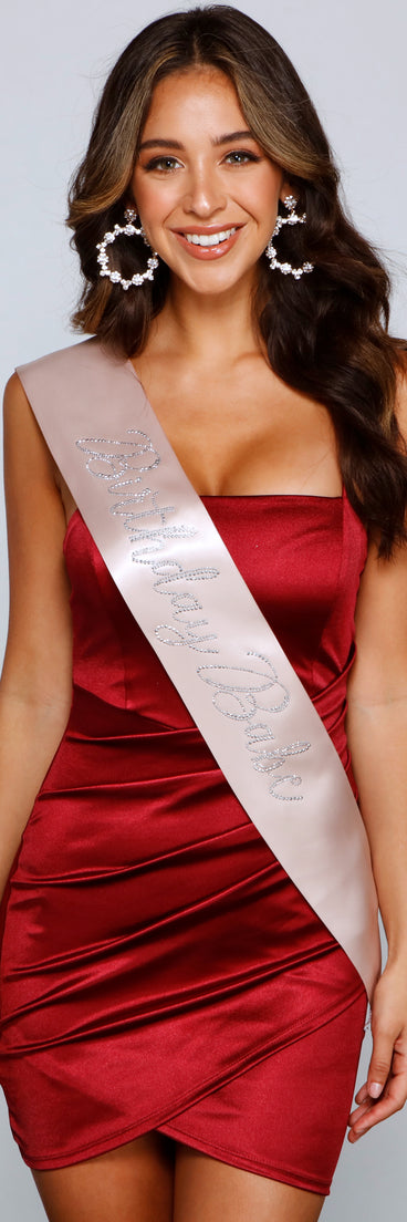 Birthday Girl Rhinestone Satin Sash
