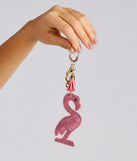 Rhinestone Flamingo Keychain