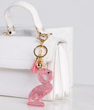 Rhinestone Flamingo Keychain