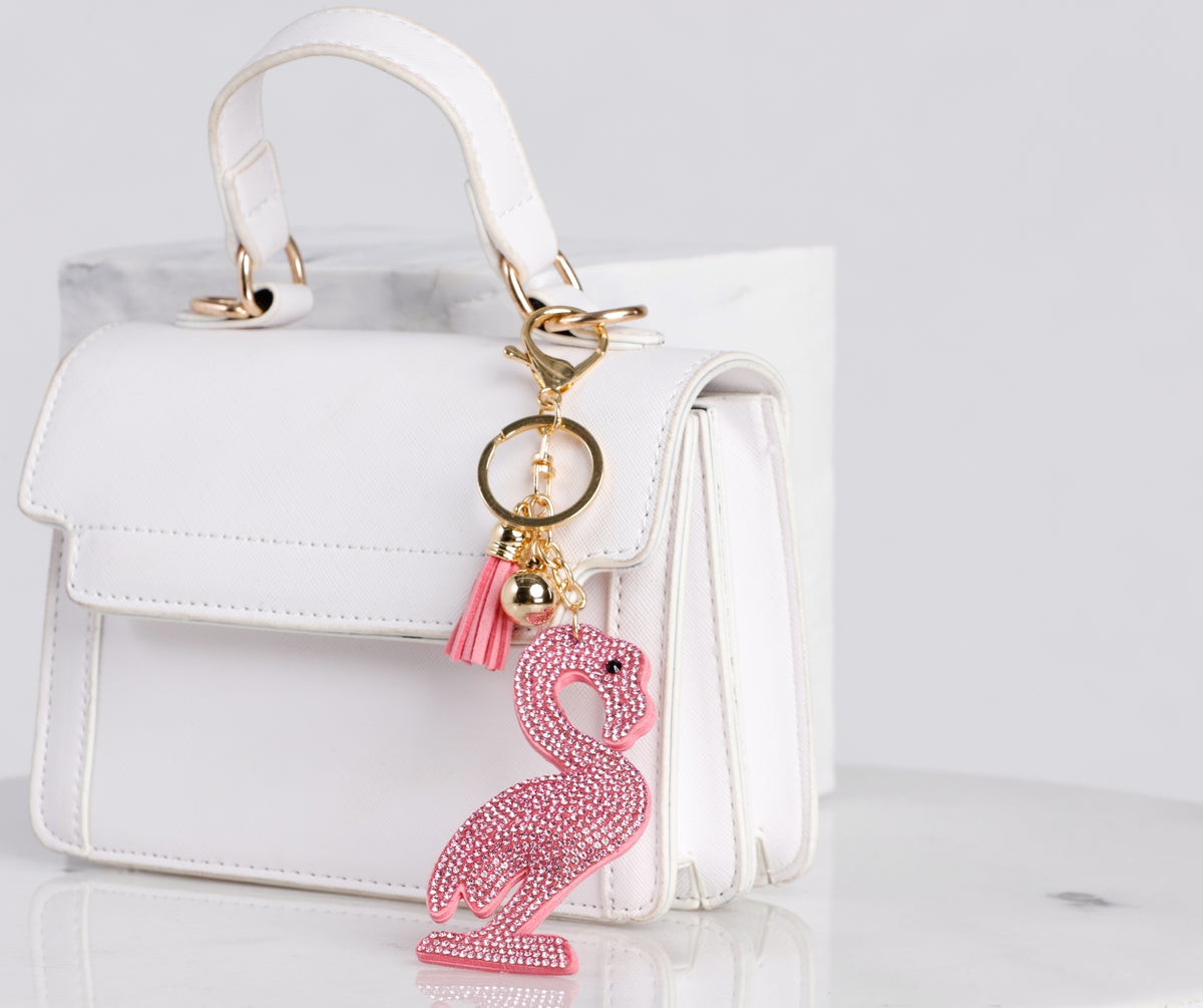 Rhinestone Flamingo Keychain & Windsor