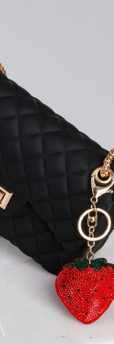 Rhinestone Strawberry Keychain