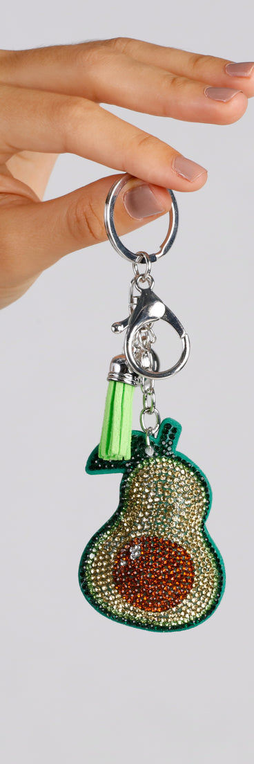 Rhinestone Avocado Keychain