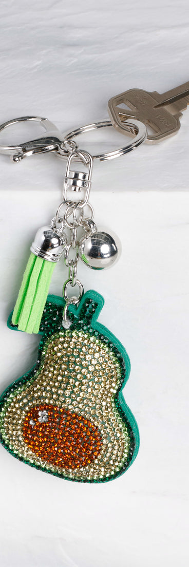 Rhinestone Avocado Keychain