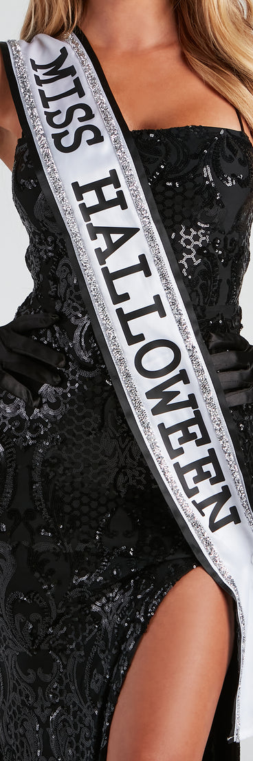 Miss Halloween Embellished Sash with rhinestones and beading