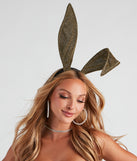 Iconic Gold Glitter Costume Bendable Bunny Ears for a women's bunny costume
