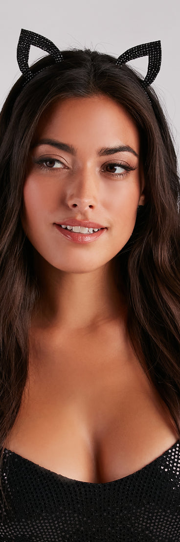 Fierce Feline Rhinestone Cat Ears Headband