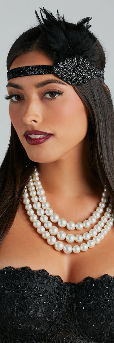 Dancing Diva Black Beaded Feather Headwrap from Windsor's 2023 Halloween Costume Shop.