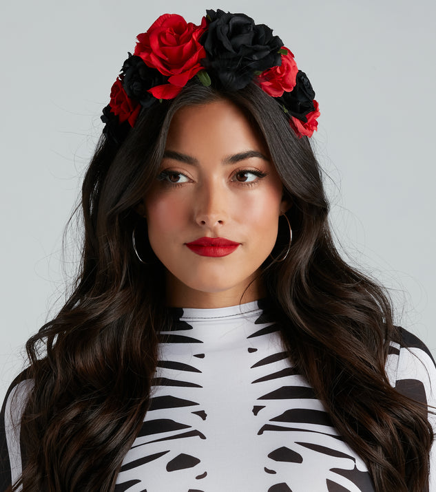 Halloween Costume Rose Headband from Windsor's 2023 Halloween Costume Shop completes your dead look or adult skeleton costume.