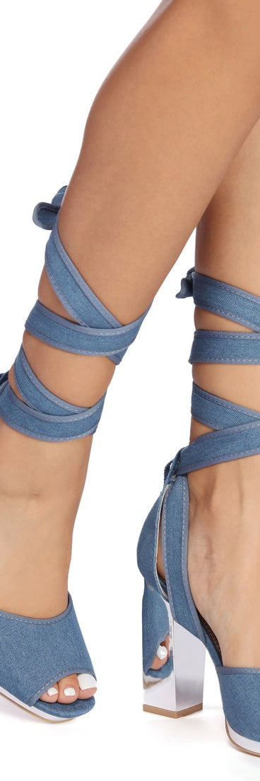 Lace Up Love Denim Heels