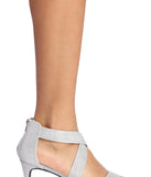 Glitter Cross Strap Kitten Heels