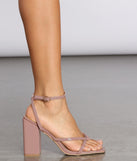 Talk That Talk Square Block Heels is a stunning choice for a bridesmaid dress or maid of honor dress, and to feel beautiful at Homecoming 2023, fall or winter weddings, formals, & military balls!