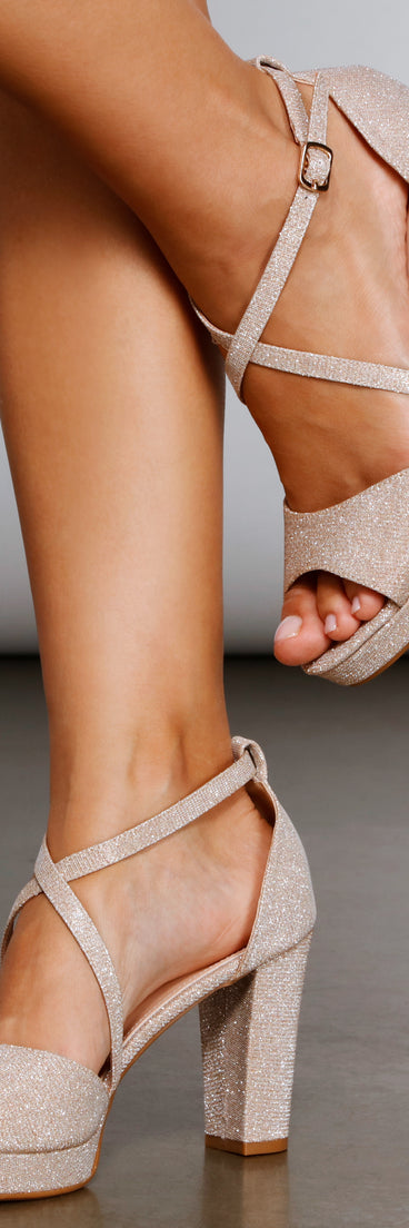 Glowing Beauty Glitter Platform Heels are chic ladies' shoes to complete your best 2023 outfits. They come in a variety of trendy women's shoe styles like platforms and dressy low-heels, & are available in wide widths for better comfort.