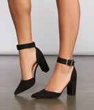 Poised Pointed Faux Suede Block Heels are chic ladies' shoes to complete your best 2023 outfits. They come in a variety of trendy women's shoe styles like platforms and dressy low-heels, & are available in wide widths for better comfort.