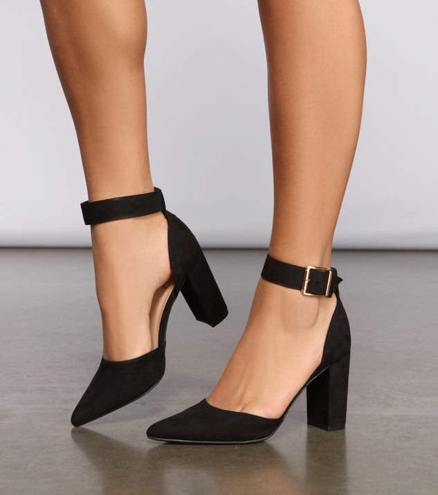 Poised Pointed Faux Suede Block Heels are chic ladies' shoes to complete your best 2023 outfits. They come in a variety of trendy women's shoe styles like platforms and dressy low-heels, & are available in wide widths for better comfort.