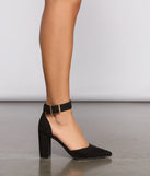 Poised Pointed Faux Suede Block Heels are chic ladies' shoes to complete your best 2023 outfits. They come in a variety of trendy women's shoe styles like platforms and dressy low-heels, & are available in wide widths for better comfort.