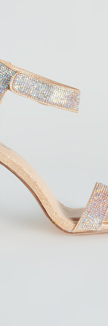 Rhinestone Romance Glitter Mesh Block Heels has high-heel or platform options for comfort while you dance and unique homecoming shoe details to compliment your 2023 Homecoming dress!