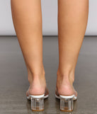 Double Dose Of Glam Clear Mules are chic ladies' shoes to complete your best 2023 outfits. They come in a variety of trendy women's shoe styles like platforms and dressy low-heels, & are available in wide widths for better comfort.