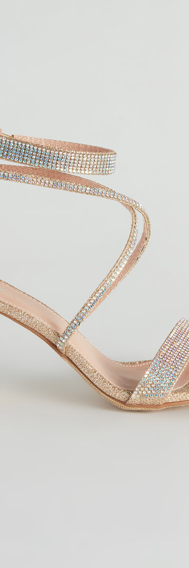 Glitter And Gleam Rhinestone Block Heels has high-heel or platform options for comfort while you dance and unique prom shoe details to compliment your 2024 Prom dress!