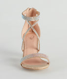Glitter And Gleam Rhinestone Block Heels has high-heel or platform options for comfort while you dance and unique prom shoe details to compliment your 2024 Prom dress!
