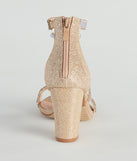 Glitter And Gleam Rhinestone Block Heels has high-heel or platform options for comfort while you dance and unique prom shoe details to compliment your 2024 Prom dress!