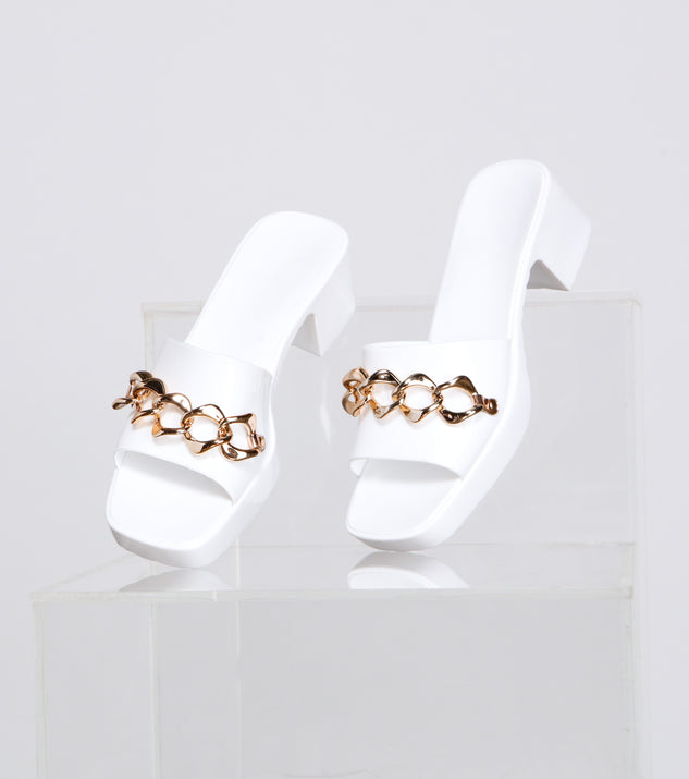 Fab And Fierce Chain Link Jelly Mules are chic ladies' shoes to complete your best 2023 outfits. They come in a variety of trendy women's shoe styles like platforms and dressy low-heels, & are available in wide widths for better comfort.