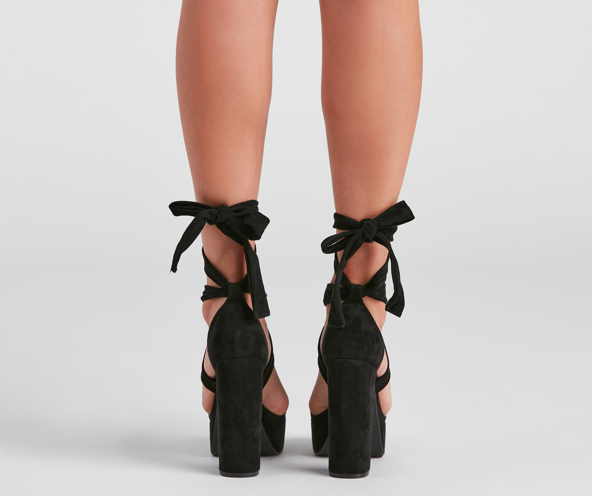 Got You Covered Black Suede Lace-Up Heels | Black sandals heels, Fashion  high heels, Lace up heels