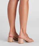 Studded PVC Caged Strap Mules are chic ladies' shoes to complete your best 2023 outfits. They come in a variety of trendy women's shoe styles like platforms and dressy low-heels, & are available in wide widths for better comfort.