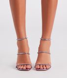 Simply Stunning Rhinestone Stiletto Heels has high-heel or platform options for comfort while you dance and unique homecoming shoe details to compliment your 2023 Homecoming dress!