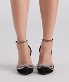 Radiant Rhinestone Bow Stiletto Heels are chic ladies' shoes to complete your best 2023 outfits. They come in a variety of trendy women's shoe styles like platforms and dressy low-heels, & are available in wide widths for better comfort.
