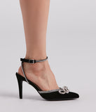 Radiant Rhinestone Bow Stiletto Heels are chic ladies' shoes to complete your best 2023 outfits. They come in a variety of trendy women's shoe styles like platforms and dressy low-heels, & are available in wide widths for better comfort.