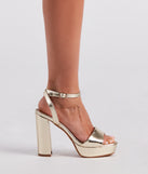 Diva-Worthy Metallic Platform Heels has high-heel or platform options for comfort while you dance and unique homecoming shoe details to compliment your 2023 Homecoming dress!