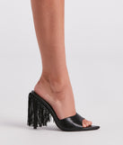 Fierce In Fringe Stiletto Heels is a trendy pick to create 2023 concert outfits, festival dresses, outfits for raves, or to complete your best party outfits or clubwear!