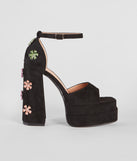 Vivid Color Gemstone Floral Platform Heels